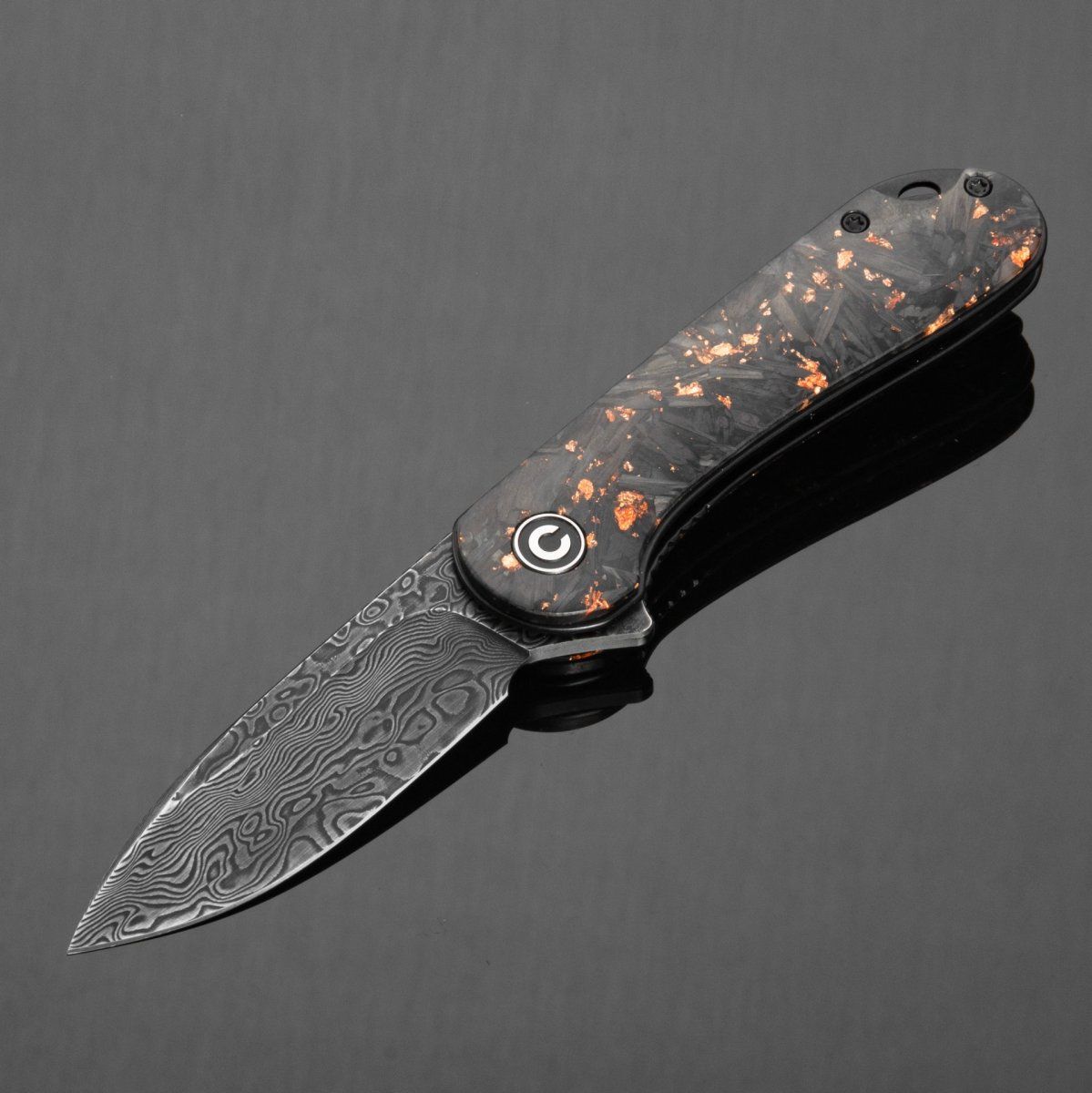 СкладнойножCIVIVIElementum,стальDamascus,рукоятьShreddedCarbonFiber/CopperShred,артикулC907C-DS3