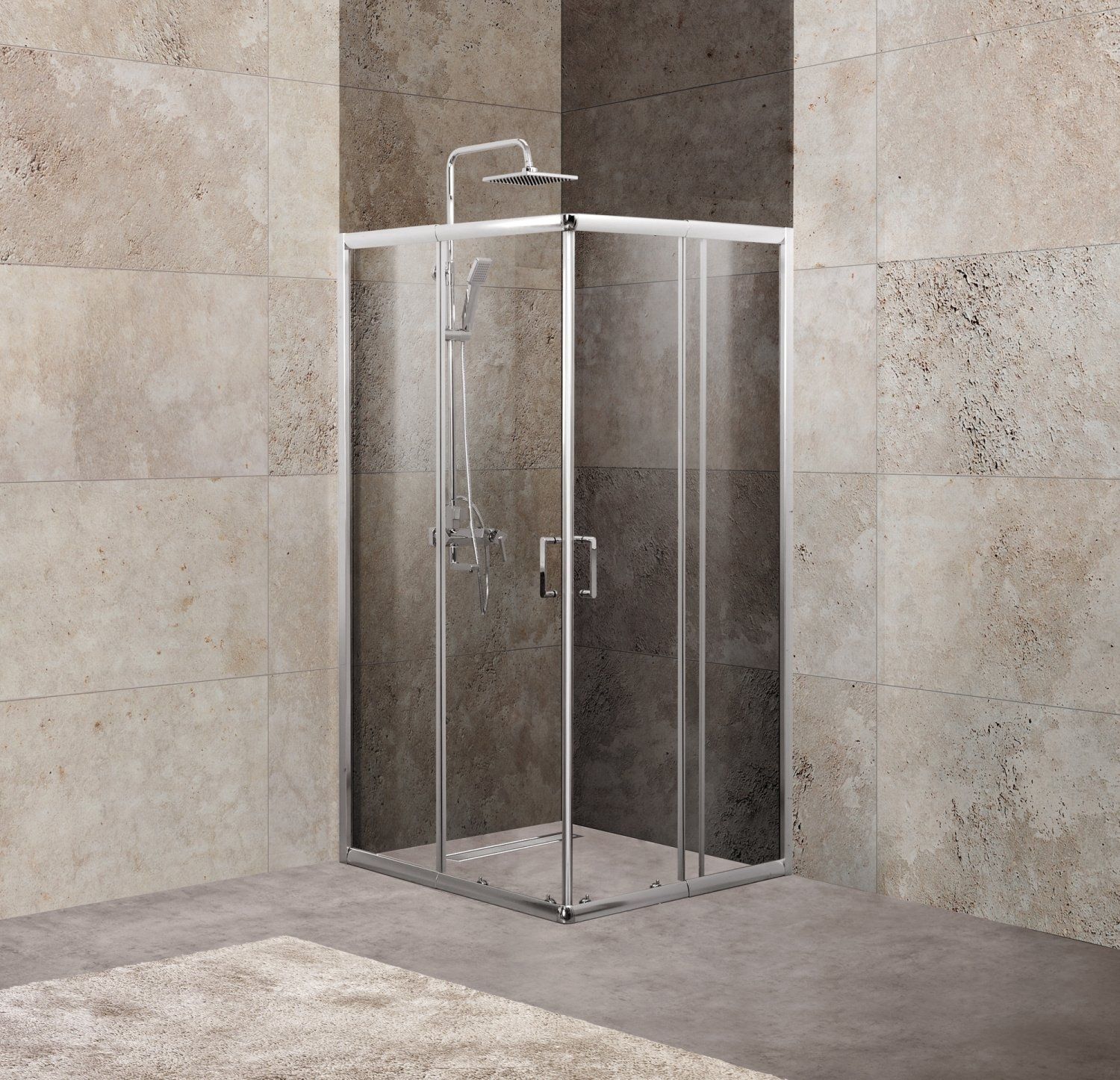 Душевой угол BelBagno UNIQUE-A-2-85/100-C-Cr 100х100 стекло прозрачное/профиль хром