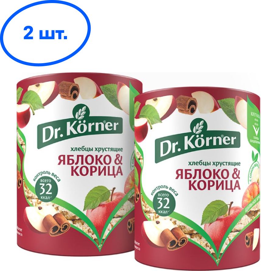 Хлебцы Dr. Korner Злаковый коктейль яблочный с корицей, 90 г х 2 шт