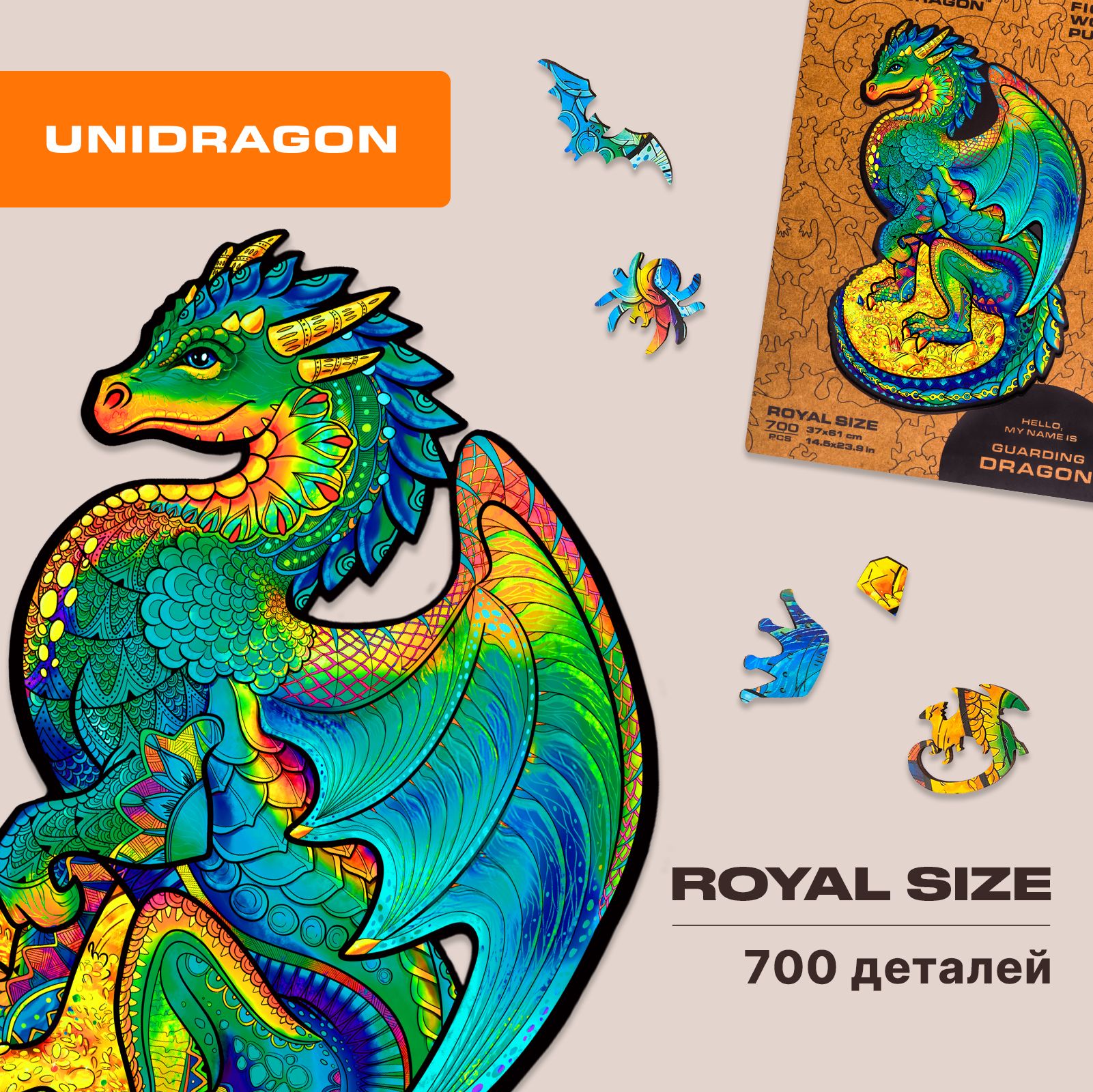 ДеревянныйпазлдлявзрослыхидетейUNIDRAGONOriginalвподарочнойкоробке/ЮНИДРАГОНPuzzleОберегающийДраконподарок37x61см,700деталей-RS/ГоловоломкаФигурныепазлыиздерева