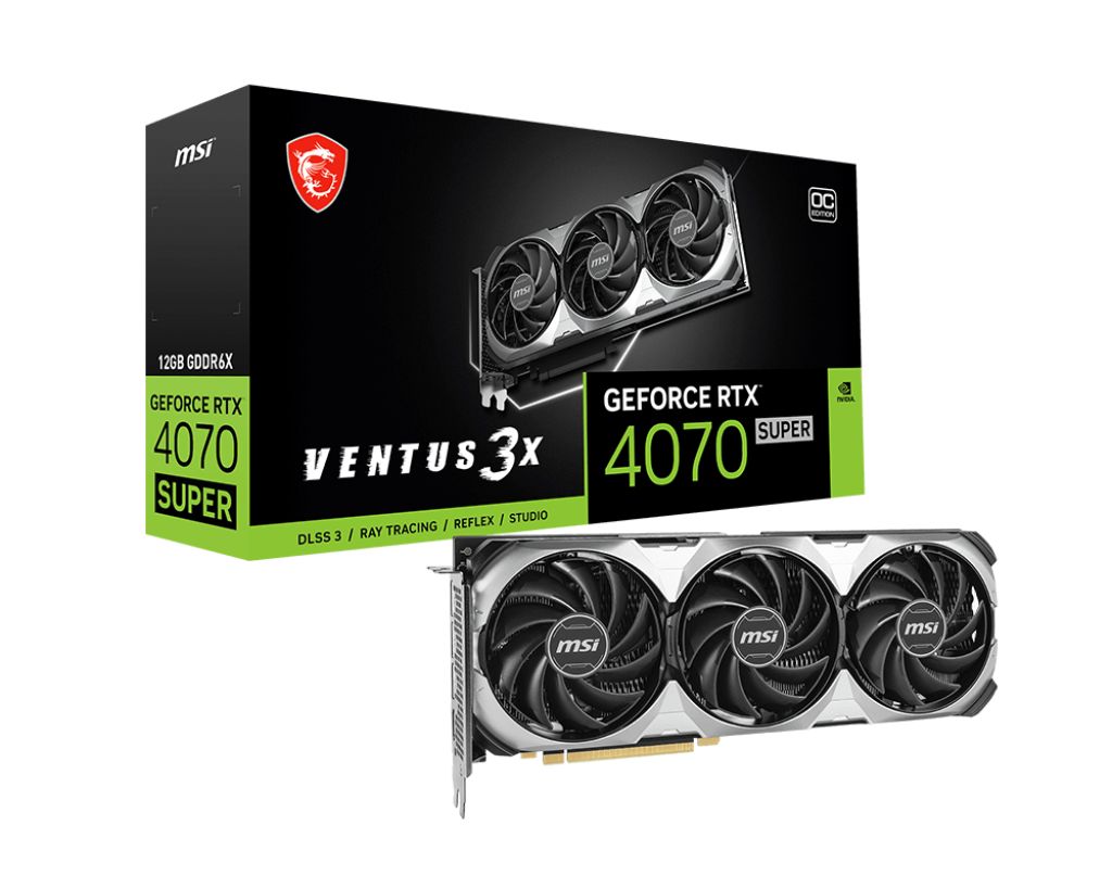 MSI Видеокарта GeForce RTX 4070 SUPER VENTUS 3X OC 12 ГБ (RTX 4070 SUPER 12G VENTUS 3X OC)