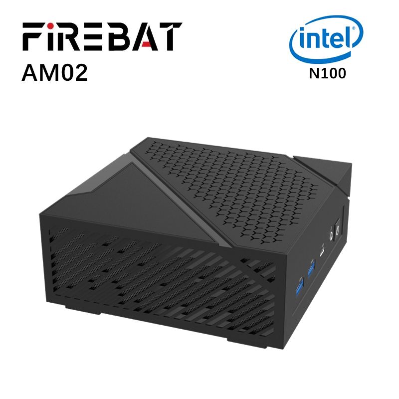 FIREBAT Мини-ПК AM02 (Intel Processor N100, RAM 16 ГБ, SSD 512 ГБ, Intel UHD Graphics, Windows 11 Pro), черный