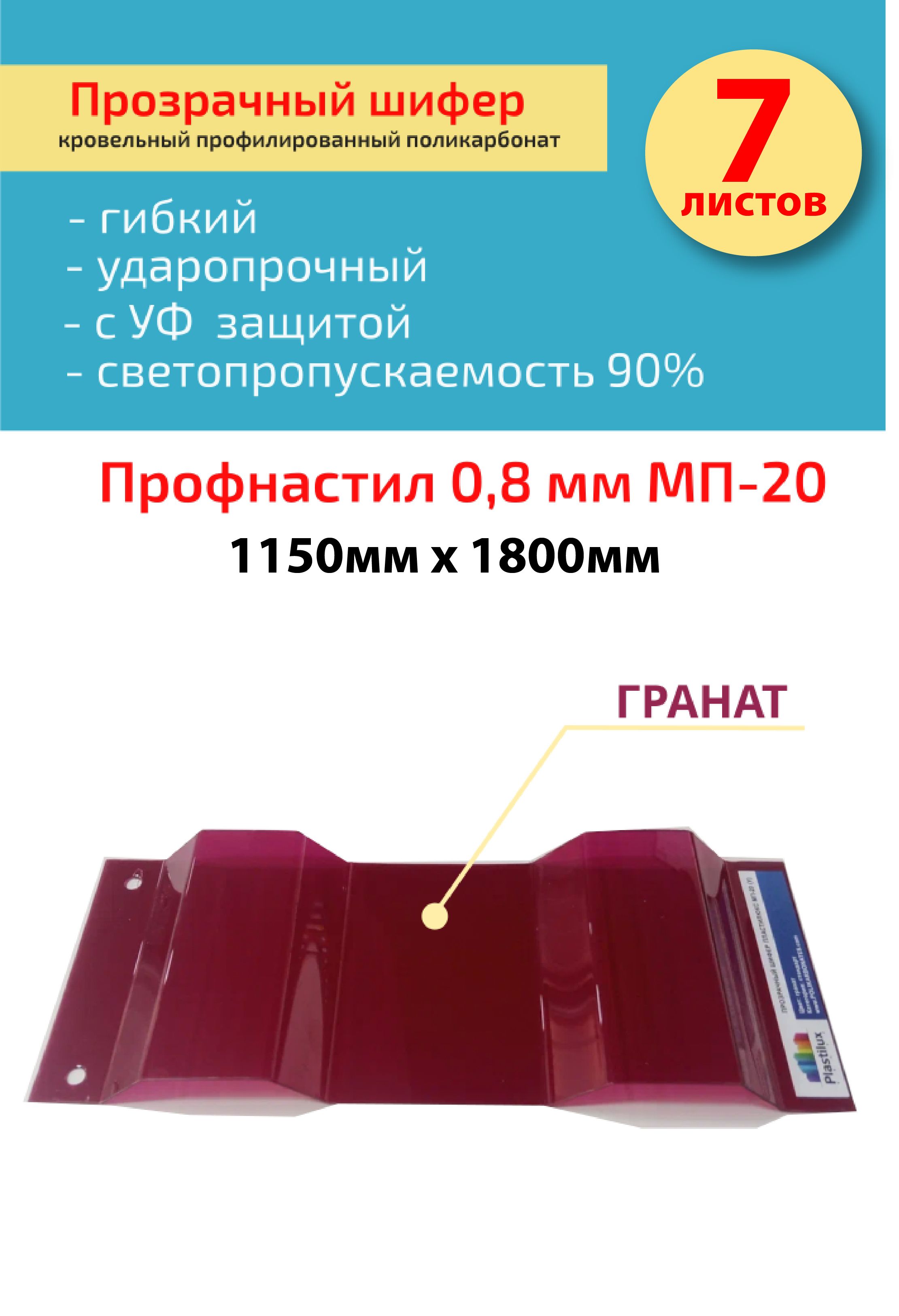 Кровельный, прозрачный шифер 0.8 мм (гранат) Пластилюкс 1,15*1,8м - купить  с доставкой по выгодным ценам в интернет-магазине OZON (1486902734)