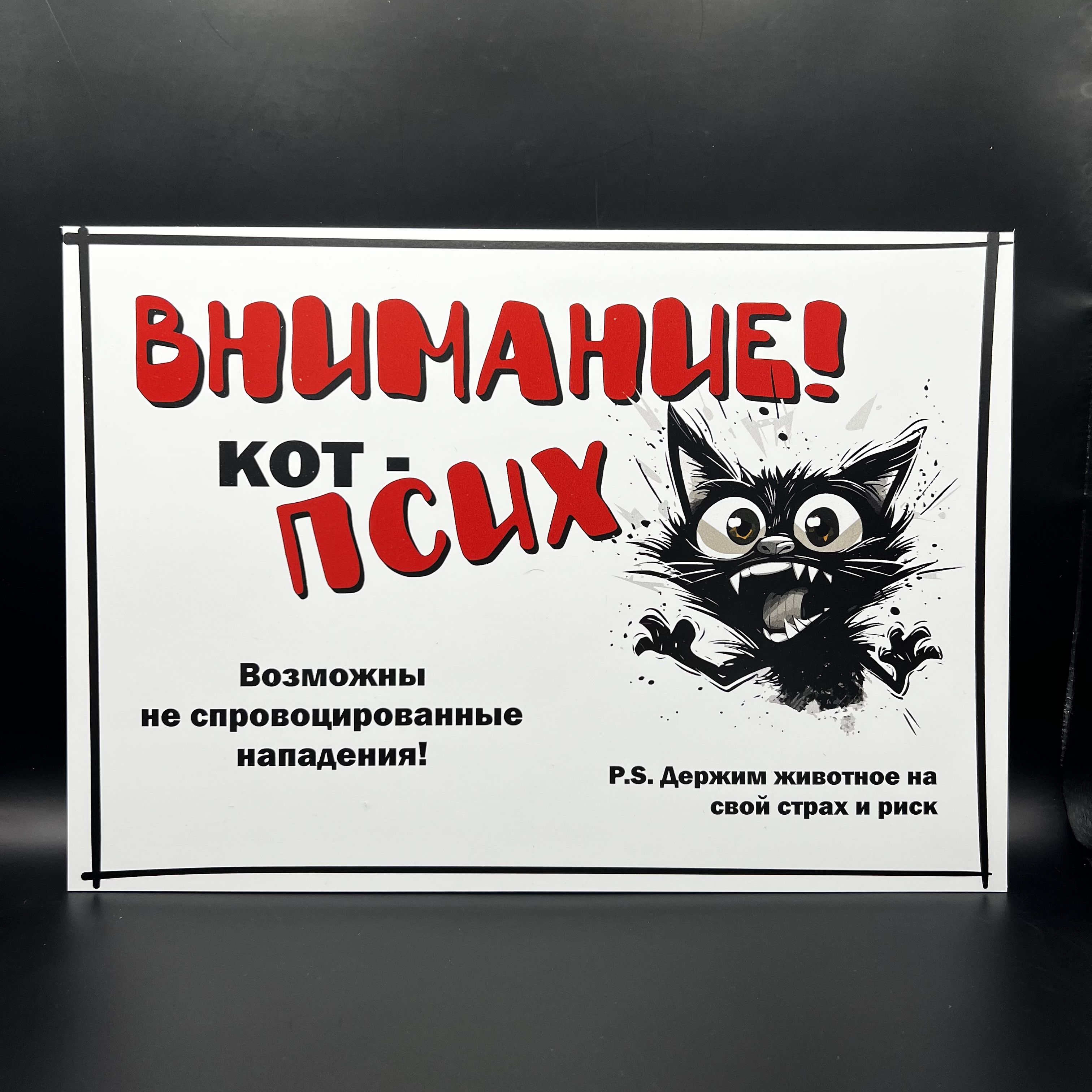 Декоративнаятабличка"Внимание!Котпсих"