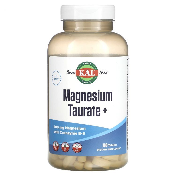 KAL, Magnesium Taurate+, таурат магния плюс, 400 мг, 180 таблеток