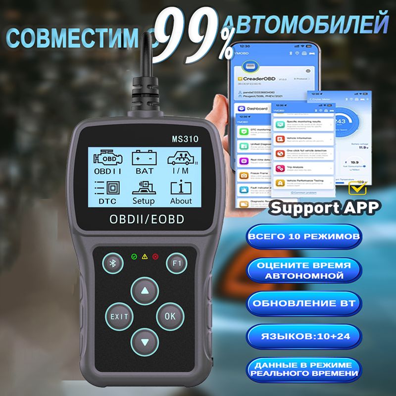 АвтосканердлядиагностикиавтомобиляHOVINGMS310OBD2Scanner,диагностическийсканер,мультимарочный