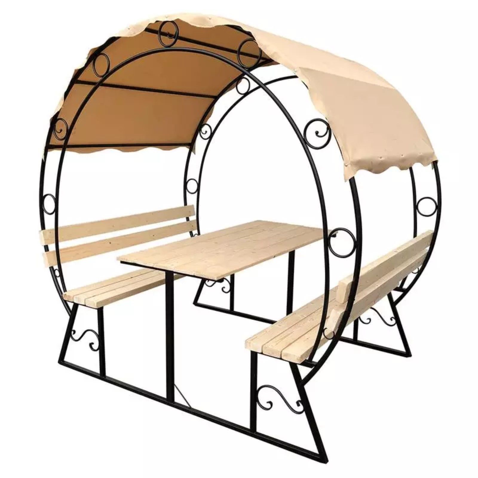 Беседка садовая разборная с тентом, столом и лавочками 212 х 200 х 207 см.