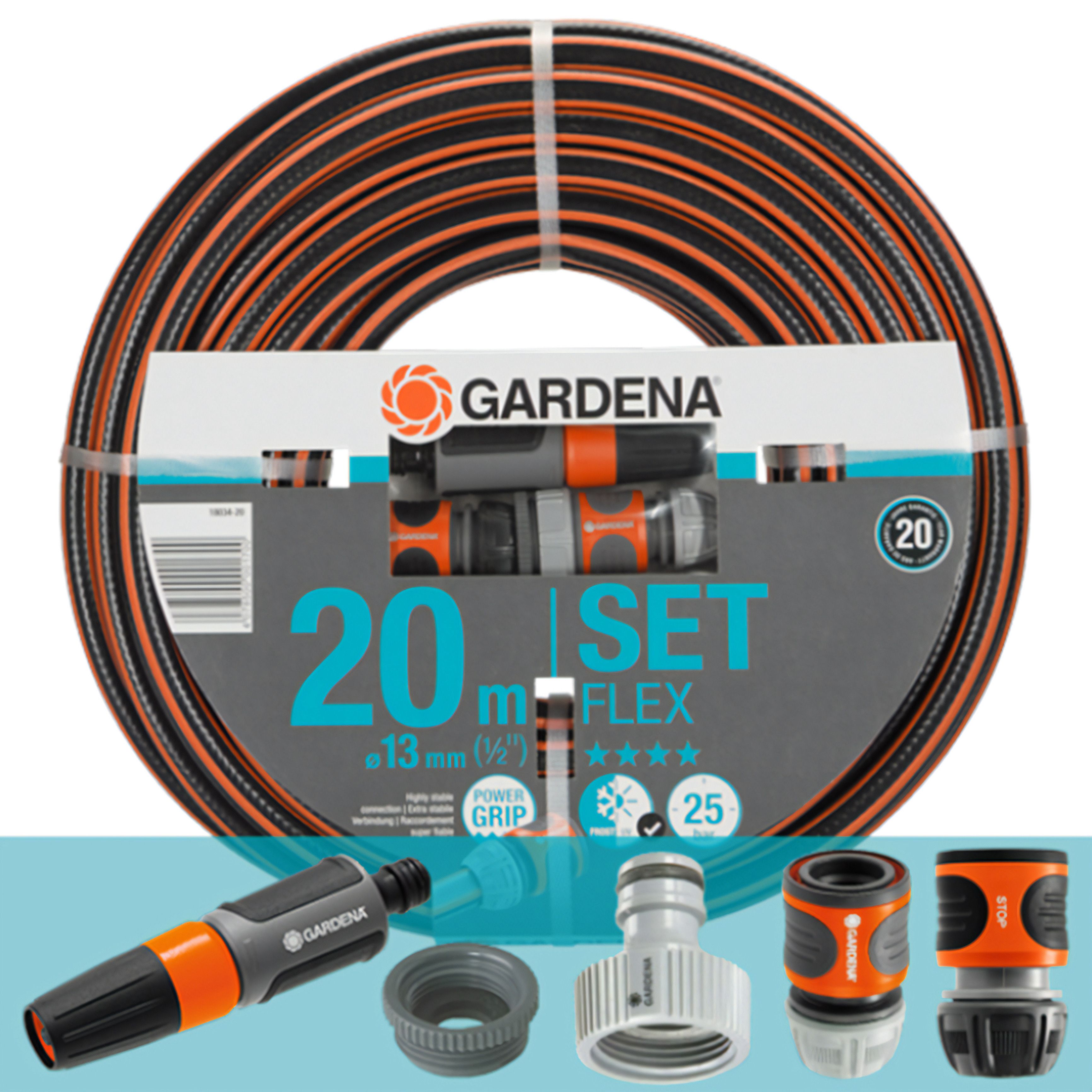 Шланг Gardena FLEX 13 мм (1/2"), 20 м с комплектом для полива