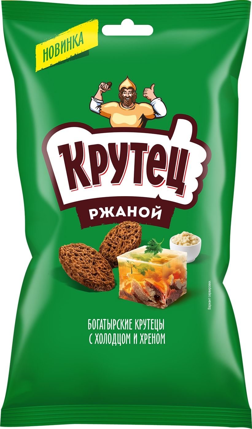 Сухарики Крутец Ржаные со вкусом холодца с хреном 100г - в заказе 1 шт.товара!