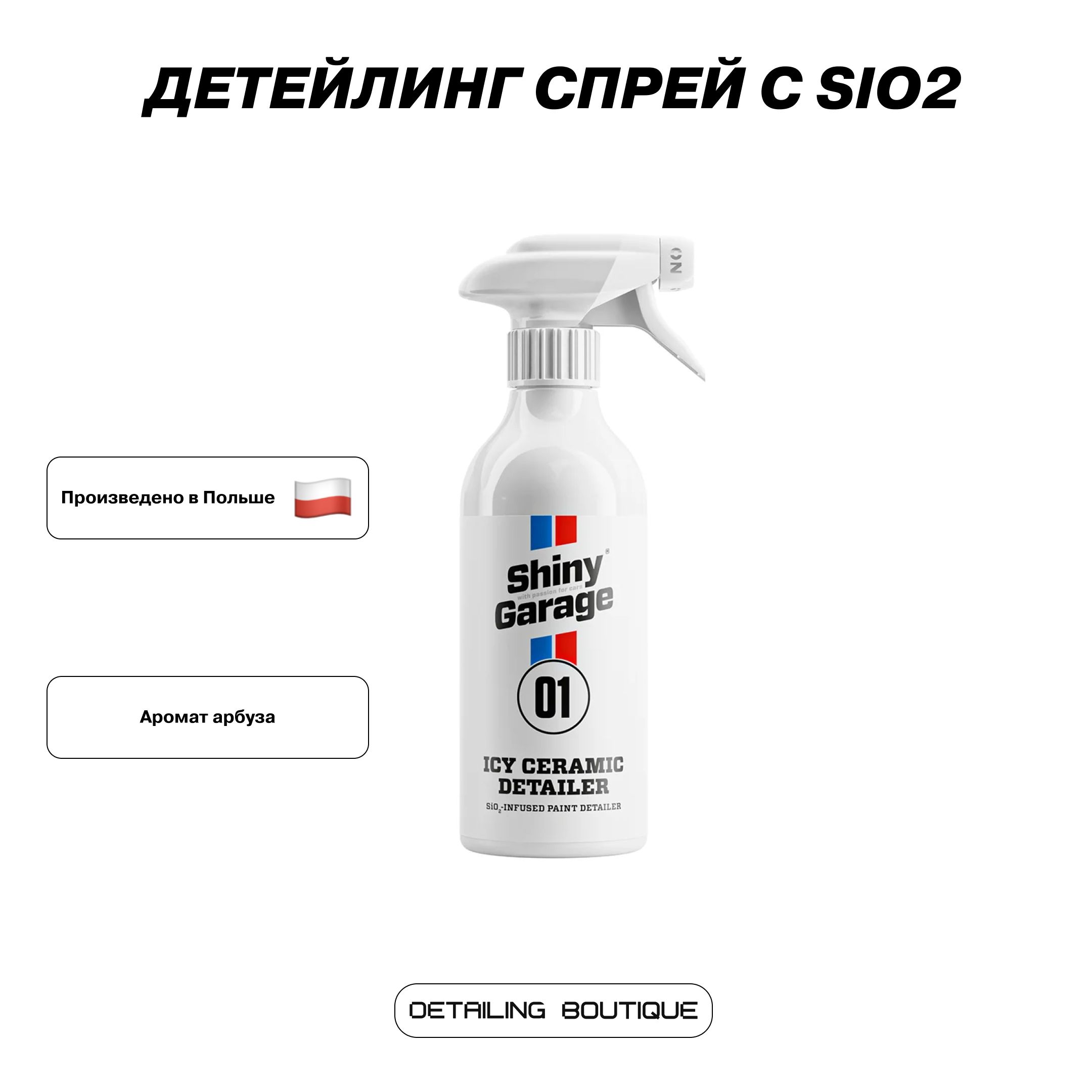 Детейлинг спрей с SiO2 Shiny Garage ICY Ceramic Detailer 500мл, гидрофильный эффект