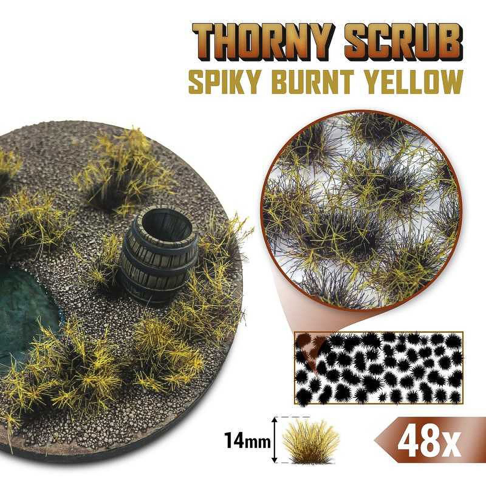 Green Stuff World: Терновые кусты для макетов и диорам Thorny Scrub 14 mm - Spiky Burnt Yellow