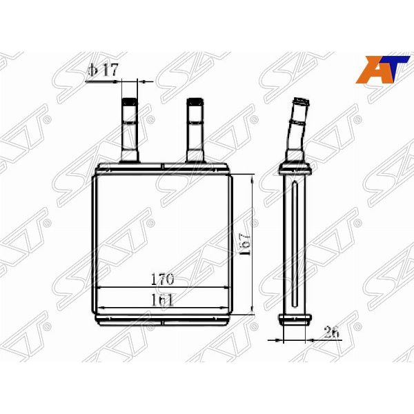 Радиатор отопителя для Хендай Акцент ТагАЗ 2000-2011, Hyundai Accent ТагАЗ радиатор отопителя SAT ST-HN04-395-0, oem 9722122000