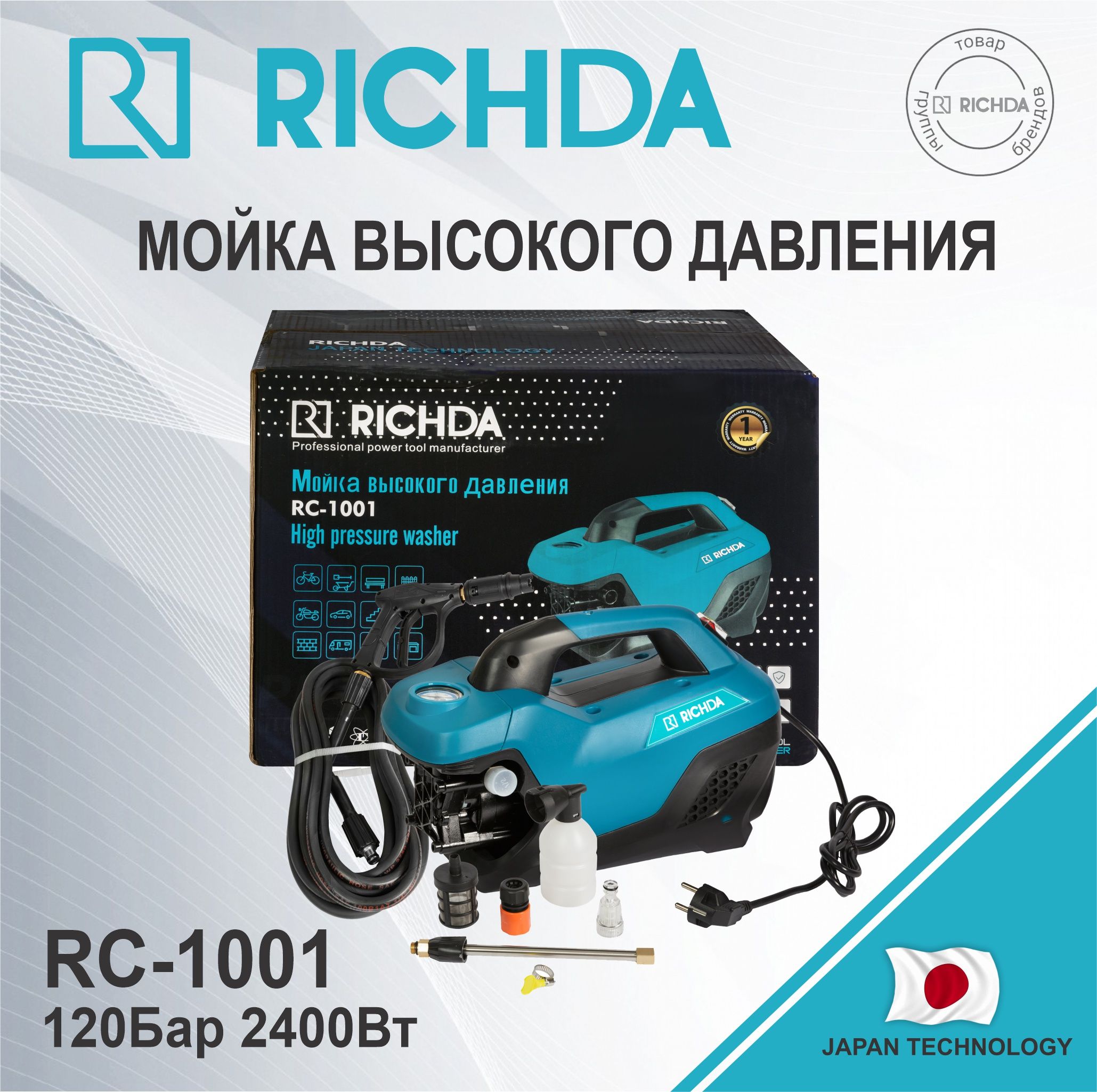 МойкавысокогодавленияRICHDARC-1001120Бар2400Вт