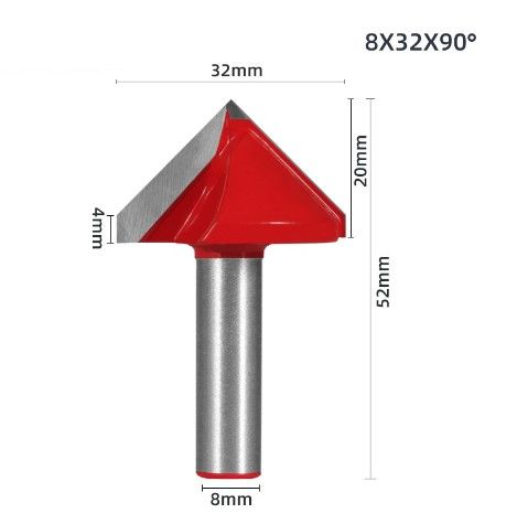 Фреза конусная V - образная пазовая 90 градусов по дереву хвостовик 8мм