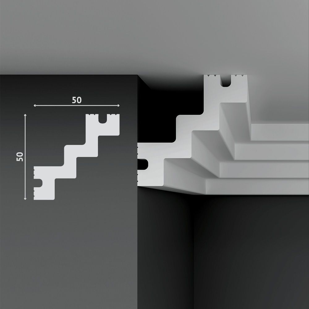 ПлинтуспотолочныйпенопластXPSDecostar(Декостар),50х50х2000мм,SG-B50/50