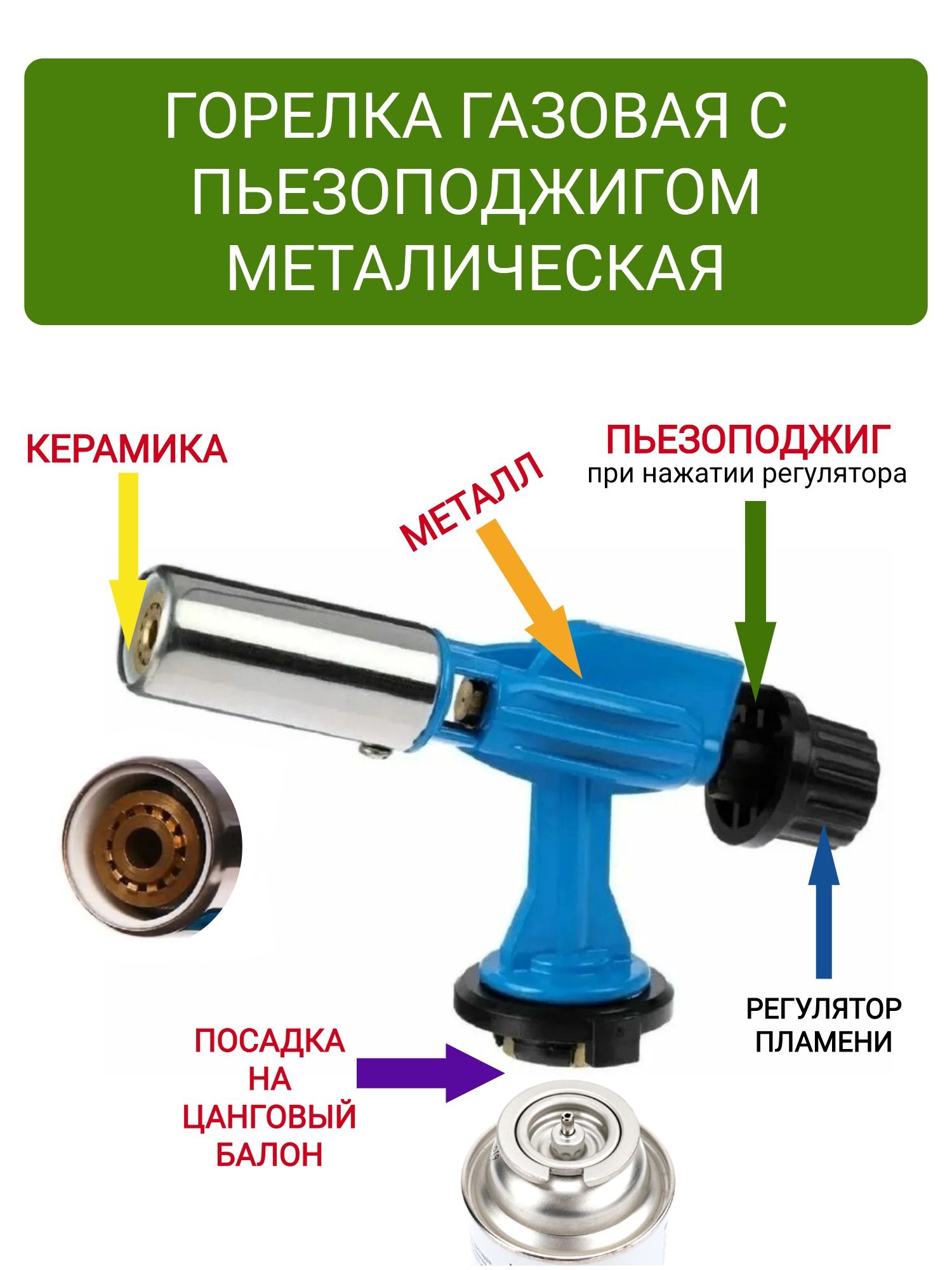 Горелка газовая с пьезоподжигом ХR-900 Металлическая (с керамическим  соплом) - купить по выгодным ценам в интернет-магазине OZON (917856371)