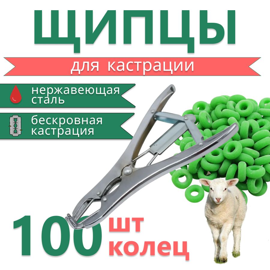 Натяжные щипцы для кастрации + 50 колец резинок