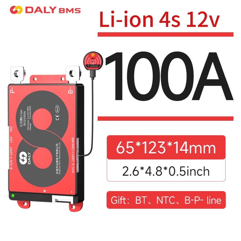 DALYSMARTBMS100ALi-ion4S12VПоддержканепрерывноготока100AсBluetoothифункциейбалансировкиUART/RS485/CAN