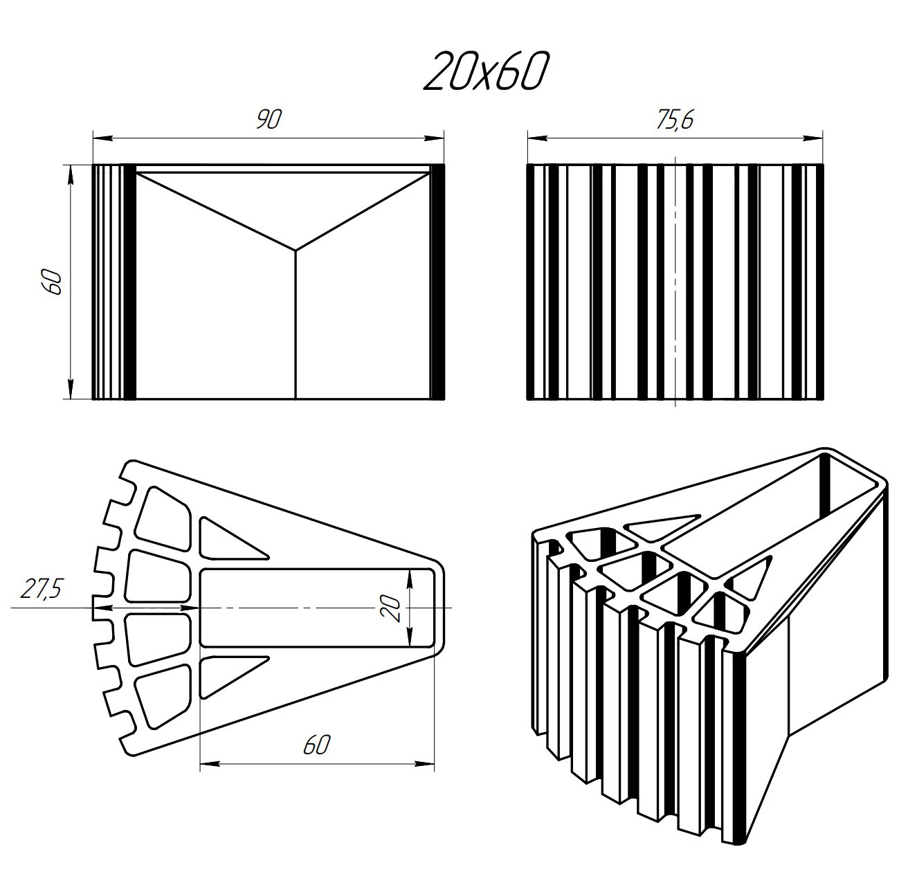 Опорные наконечники для алюминиевой лестницы 20x60 2шт