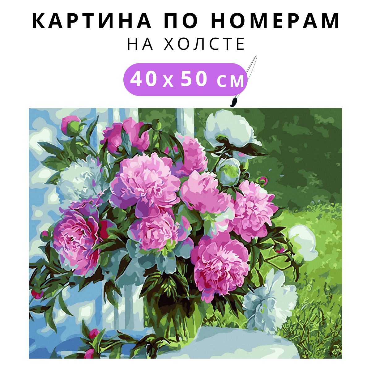 Картина по номерам Пионы 40х50 см