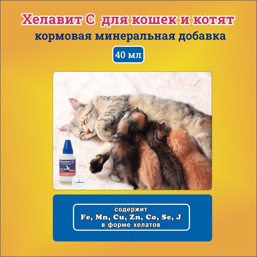 Кормовая минеральная добавка для кошек и котят Хелавит С, 40 мл