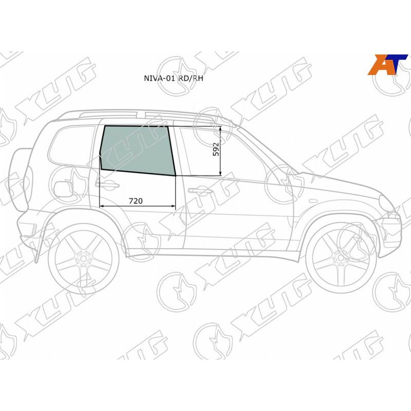 Стекло двери задней правой для Шевроле Нива 2009-2020, Chevrolet Niva стекло двери задней правой XYG NIVA-01 RD/RH