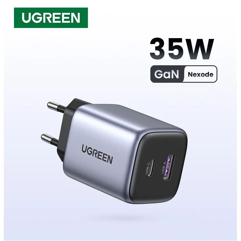 СетевоезарядноеустройствоUgreenCD350USB-C+USB-ANexode35W(15539)серый