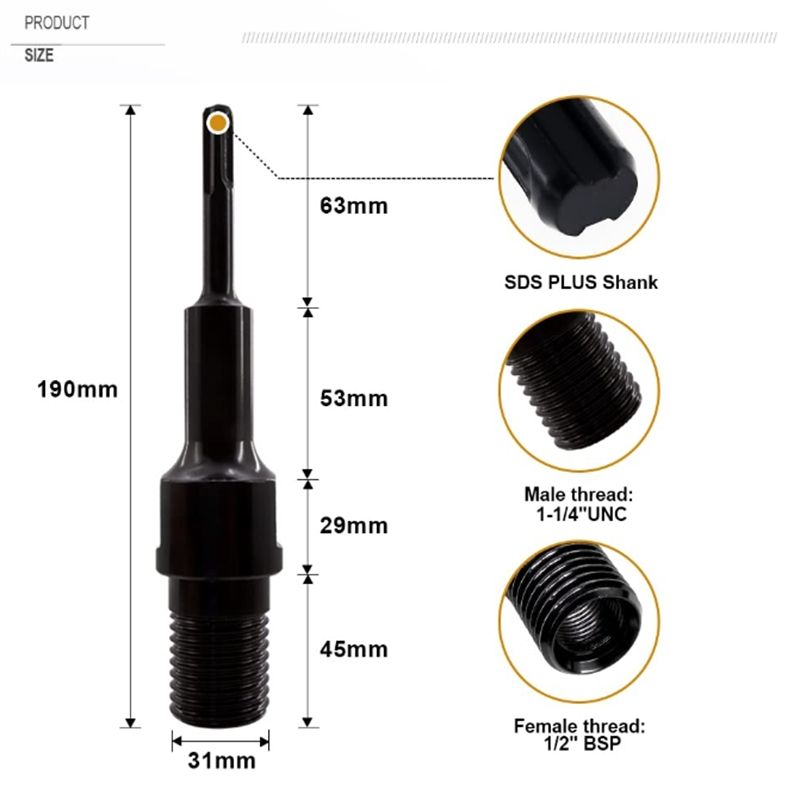 Адаптер переходник с SDS-Plus на 1-1/4" для алмазных коронок