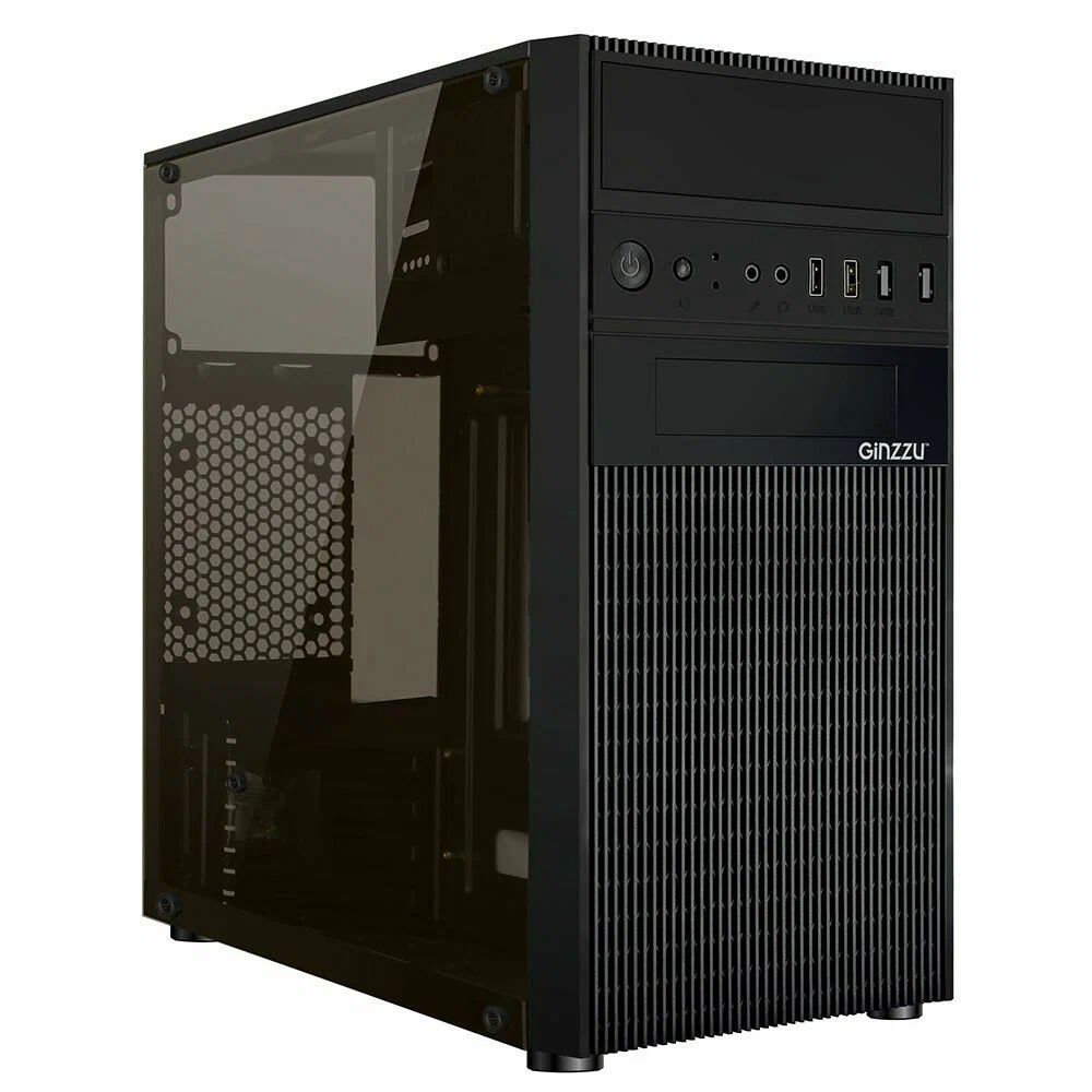 Корпусдляпкчёрный,Micro-ATX,Ginzzu,D250,безБП