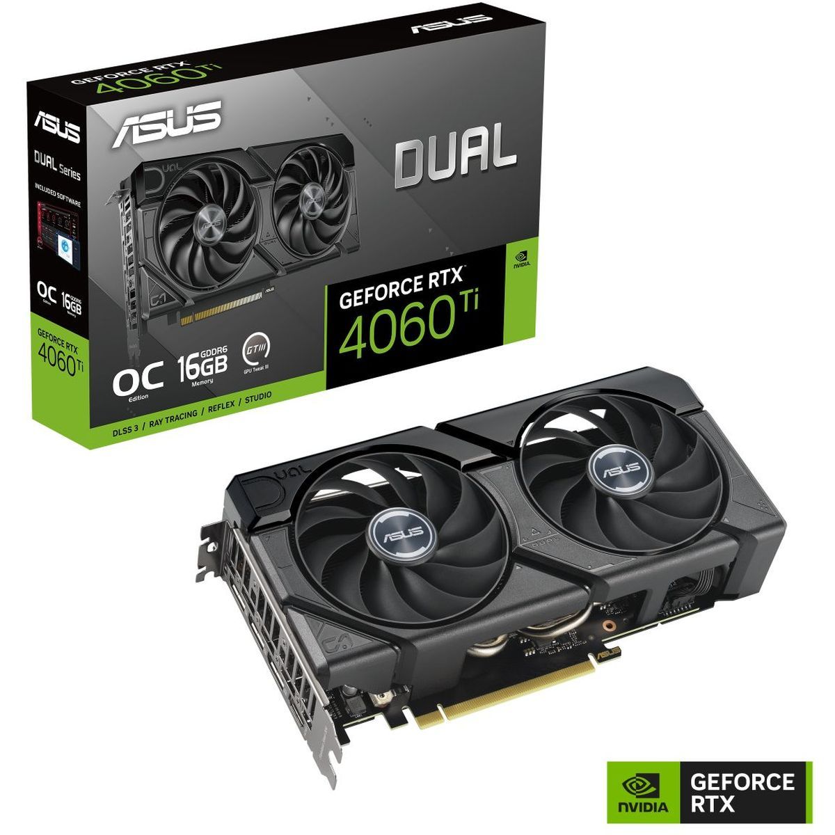 ASUSВидеокартаGeForceRTX4060TiDUAL-RTX4060TI-O16G-EVO16ГБ(90YV0JH8-M0NA00)