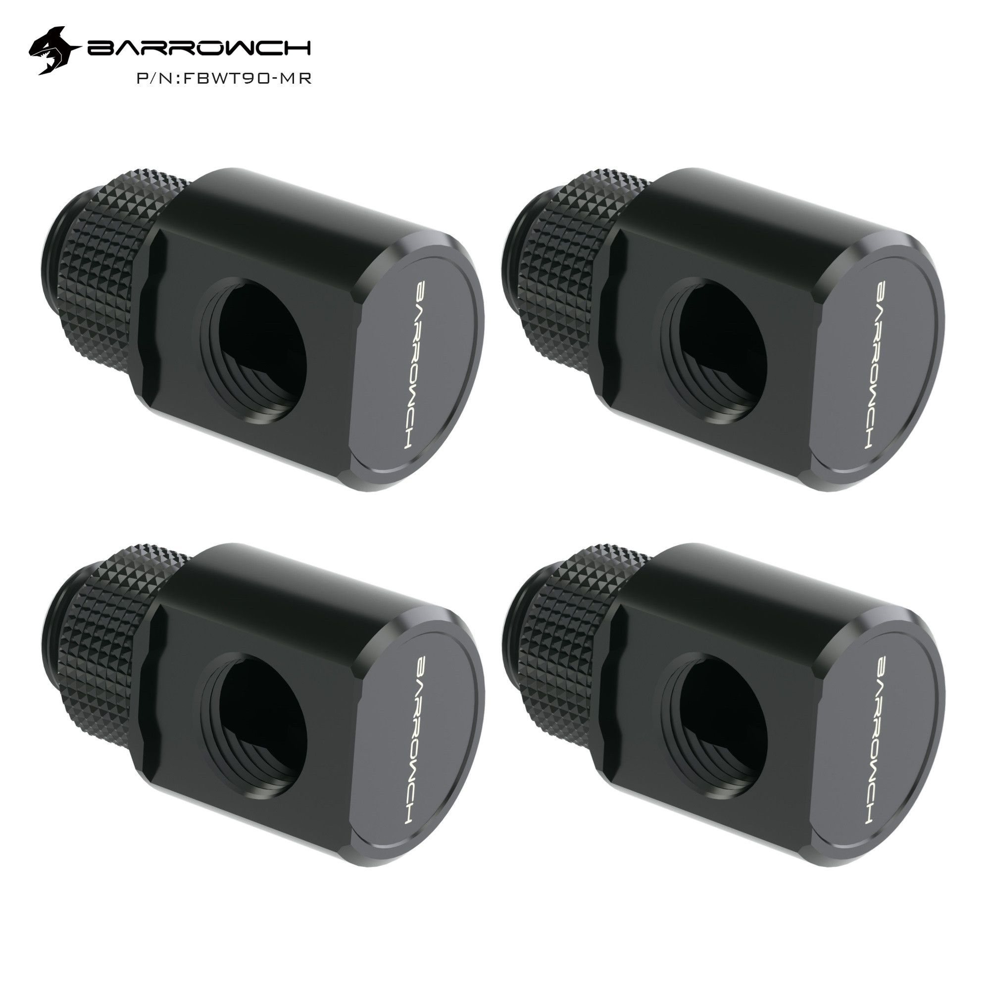 Угловой адаптер Barrowch 90 Rotary Adapter with smooth surface Black - 4шт