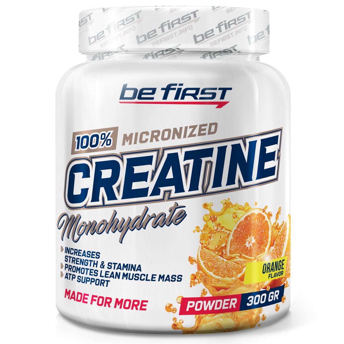 Креатин моногидрат порошок Be First Creatine Powder Monohydrate Micronized 300 гр, апельсин