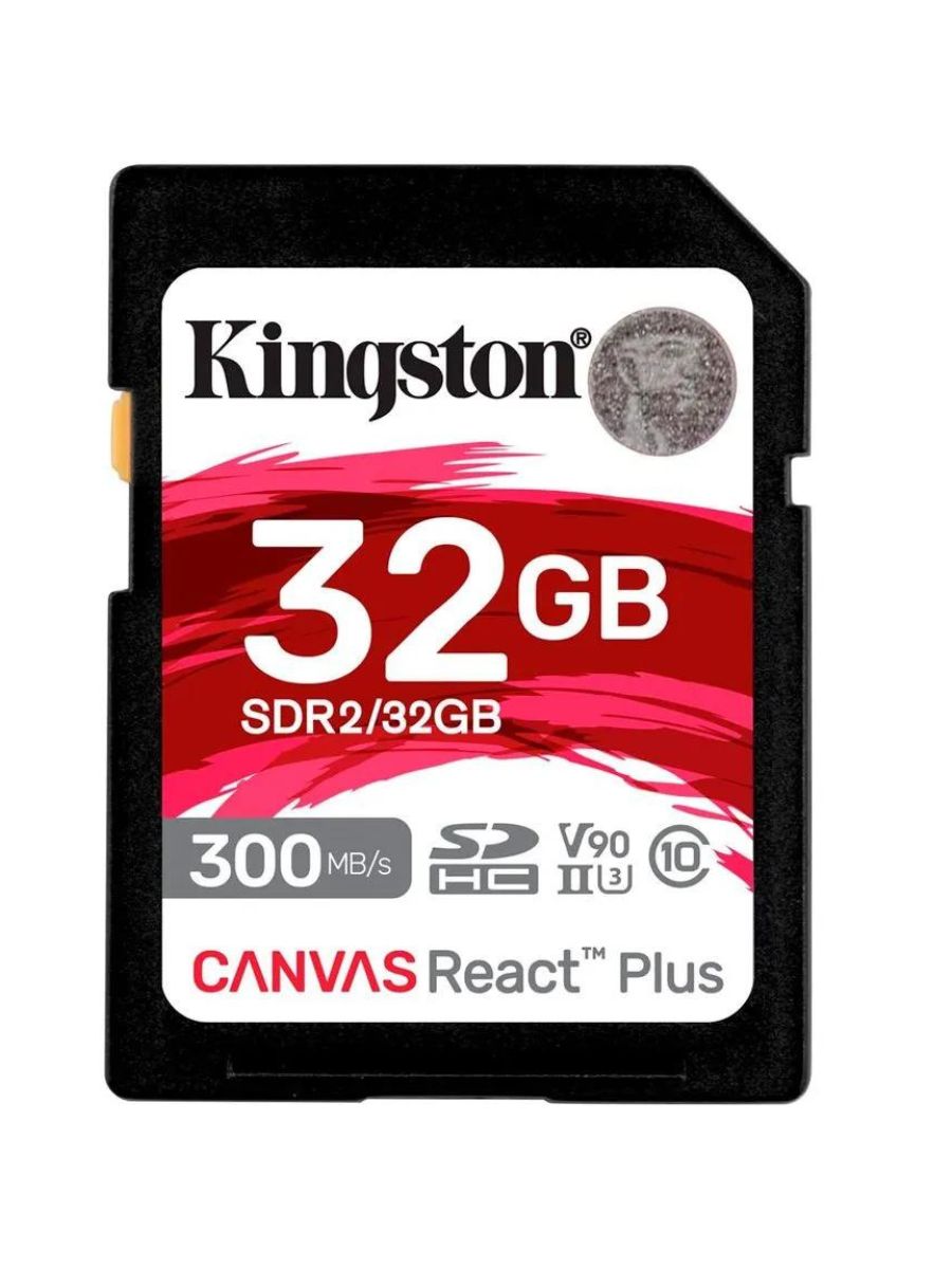 КартапамятиKingstonSDHCCanvasReactPlusClassU3UHS-IIV90(300/260MB/s)32GB