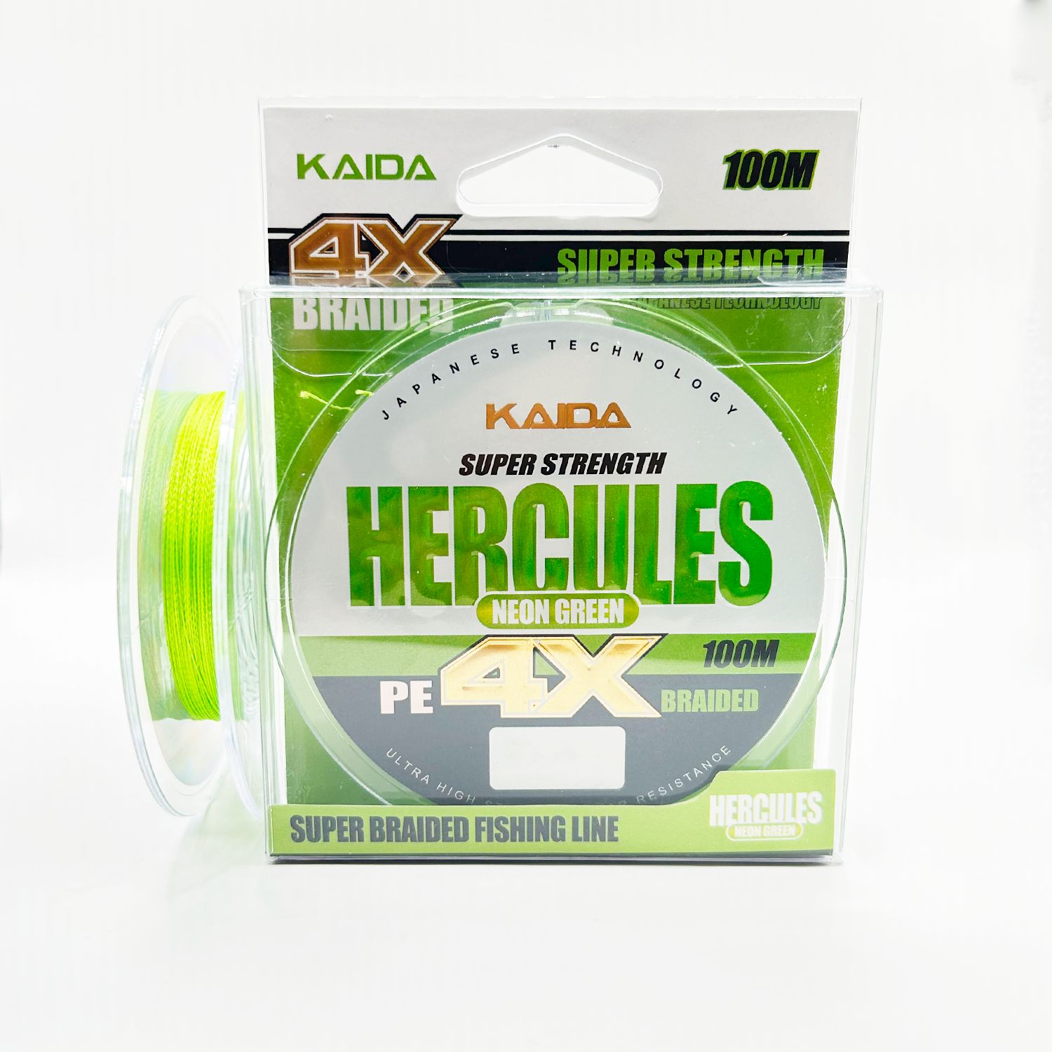 Плетеный шнур KAIDA HERCULES 100м 0.16мм (15.20кг) Neon Green