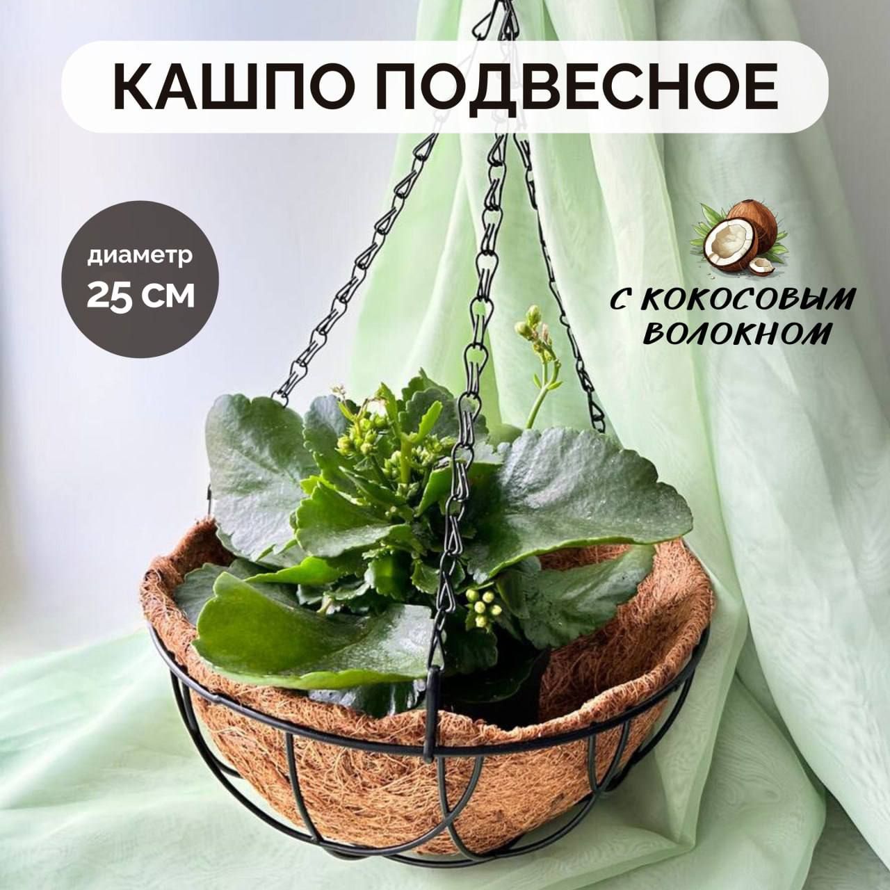 Кашпо подвесное, 18 см х 25 см х 25 см, 1 шт