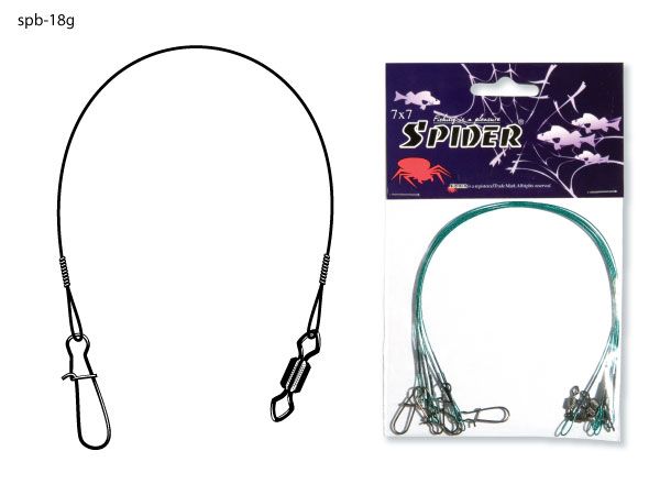 Поводок Spider 7х7 SPB-18G 12кг 25см green