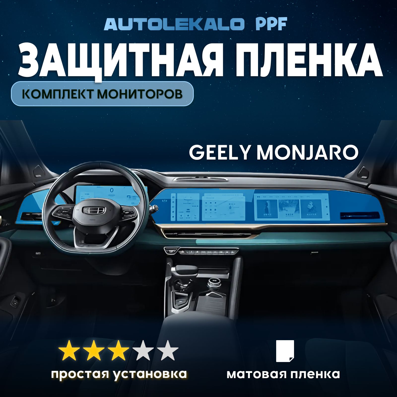 Комплект пленок для мониторов Geely Monjaro матовый