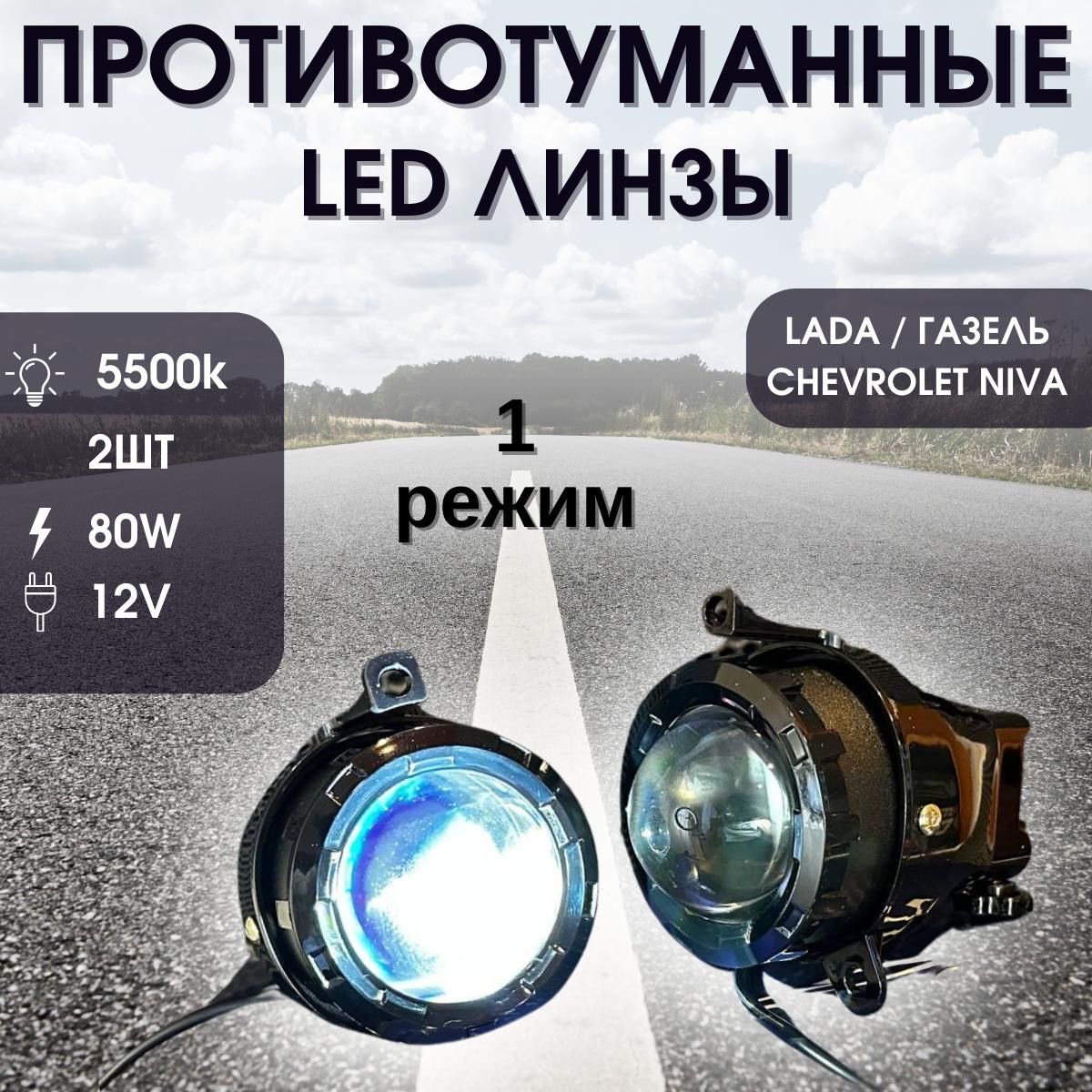 LED линзы в птф Priora, ГАЗель, Шеви Нива