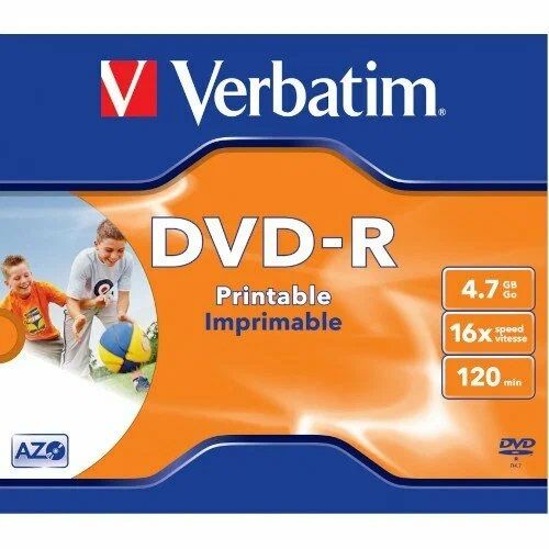 Verbatim Диск для записи DVD-R, 4,7 ГБ, 1 шт