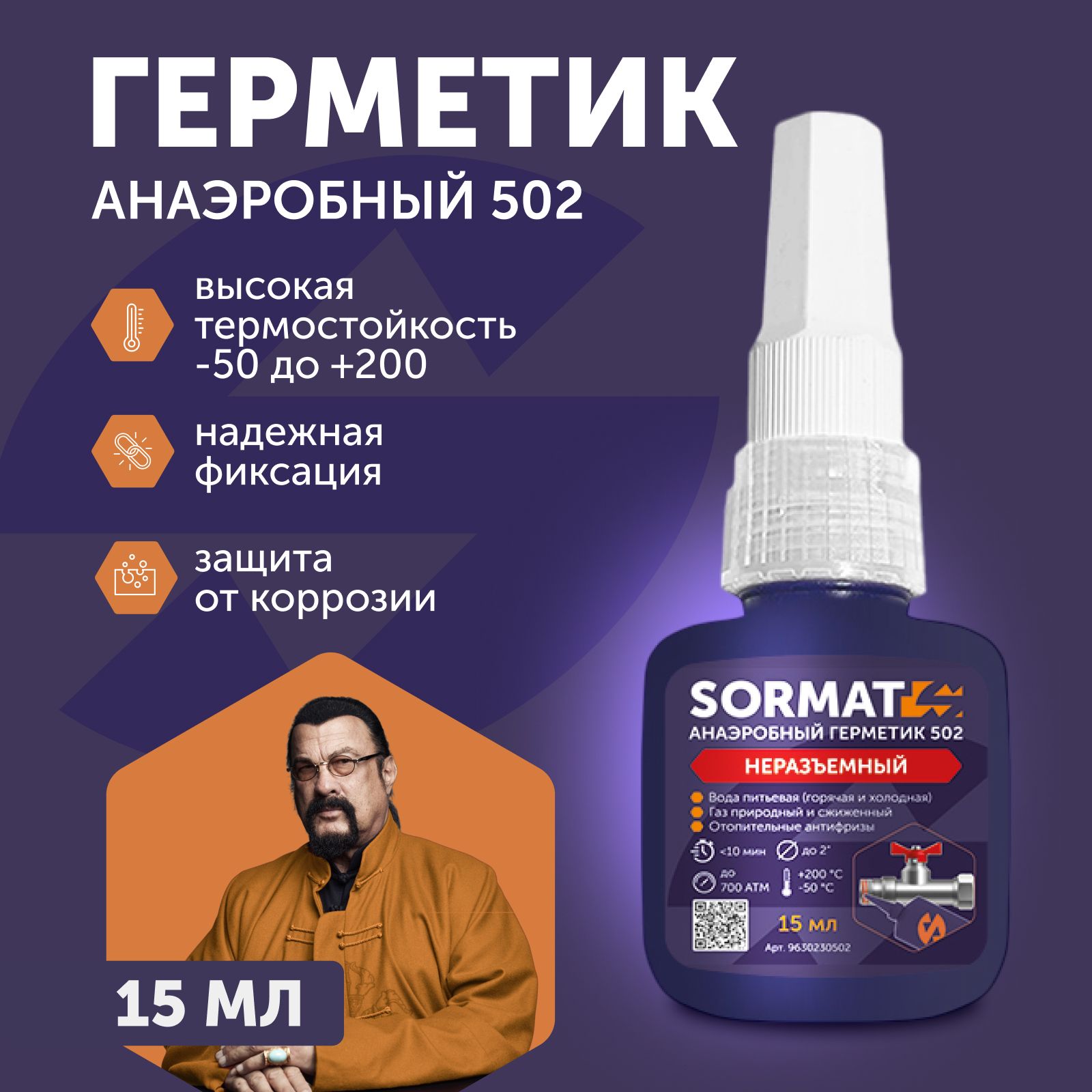 Анаэробный жидкий герметик Фиксатор резьбы SORMAT 502