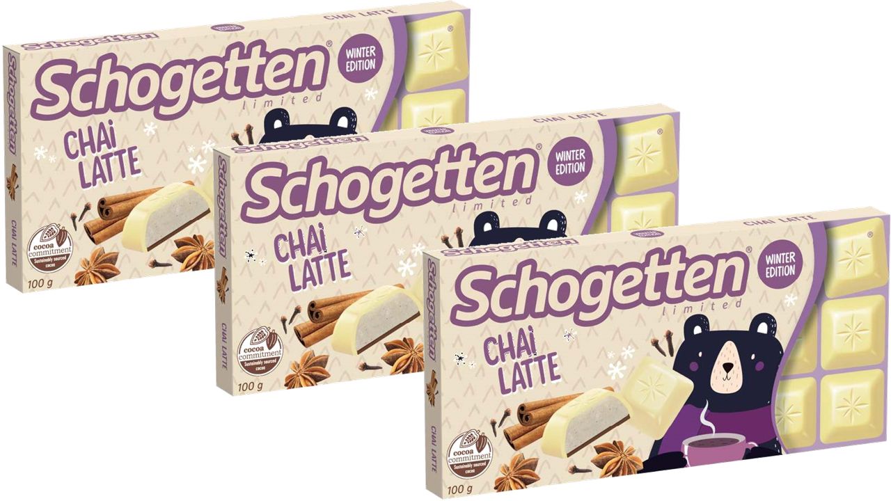 Шоколад SCHOGETTEN Chai Latte порционный белый с начинкой из чайных специй 100г*3штуки