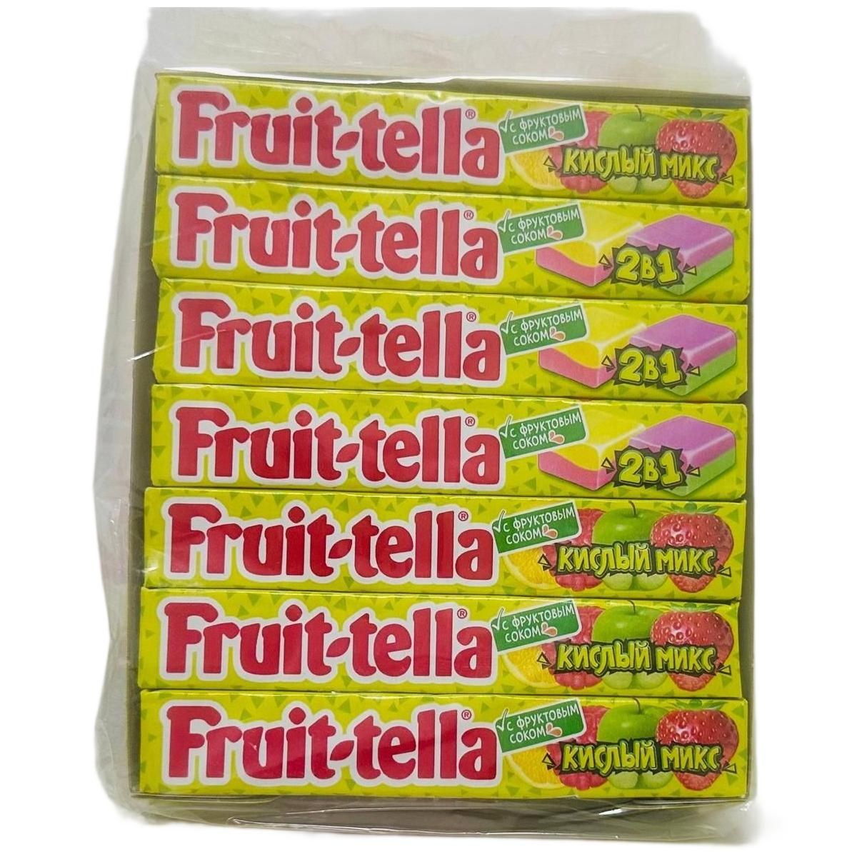 Жевательные конфеты Fruittella, кислый микс с фруктовым соком, 21 штука по 41 г