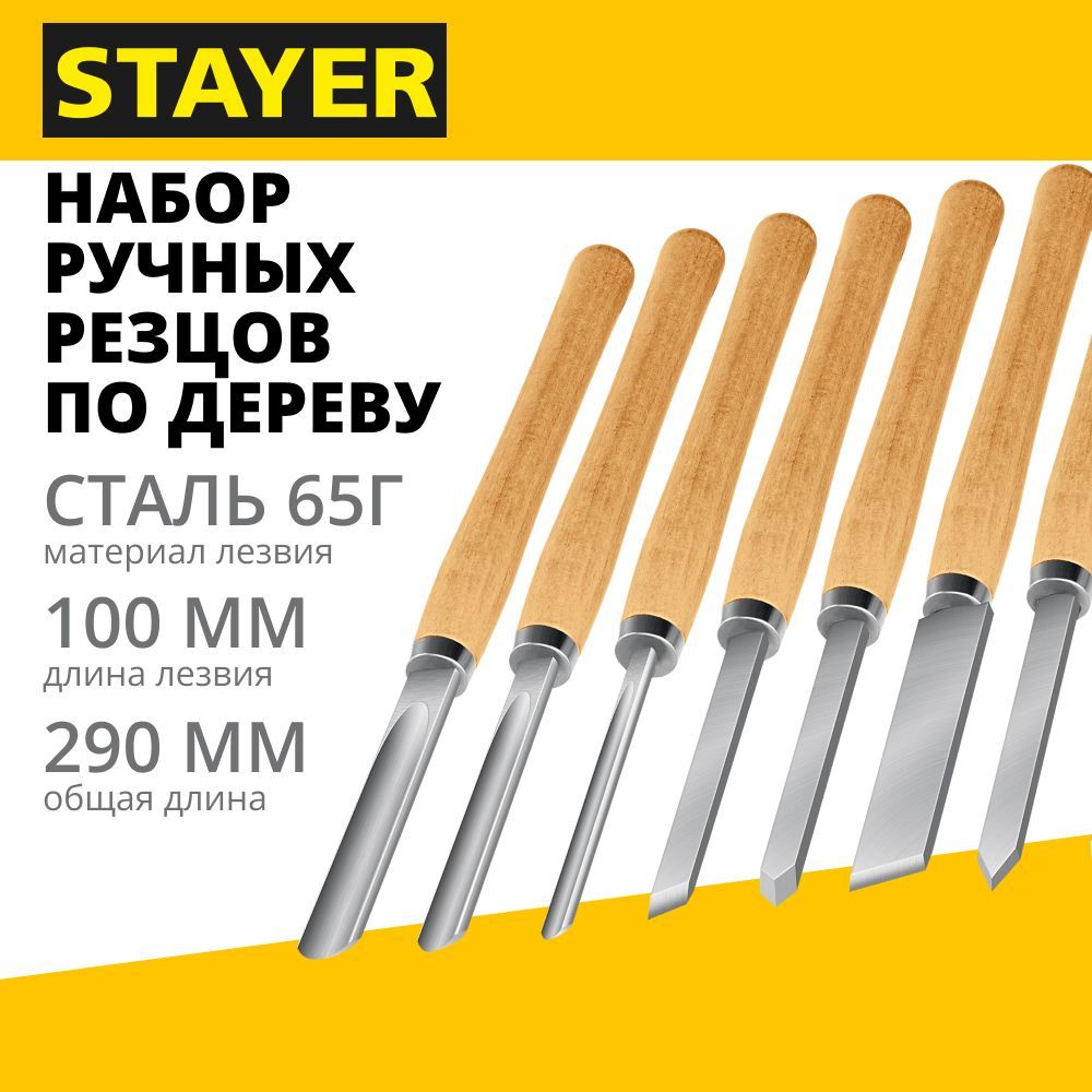 Набор ручных резцов по дереву STAYER Wood Master 8 предм. (1836)