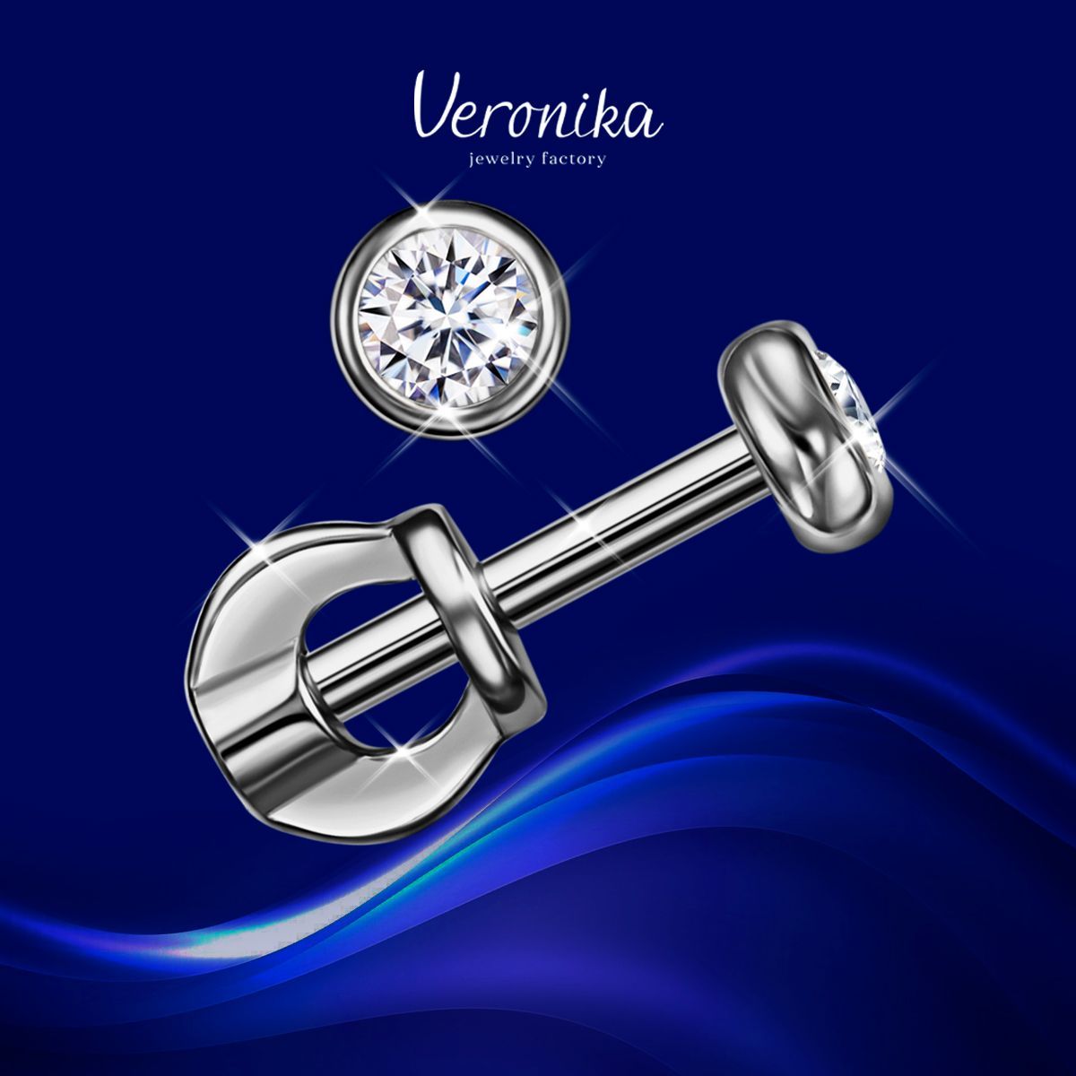 Veronika jewelry factory Серьги женские серебро 925 пробы пусеты гвоздики