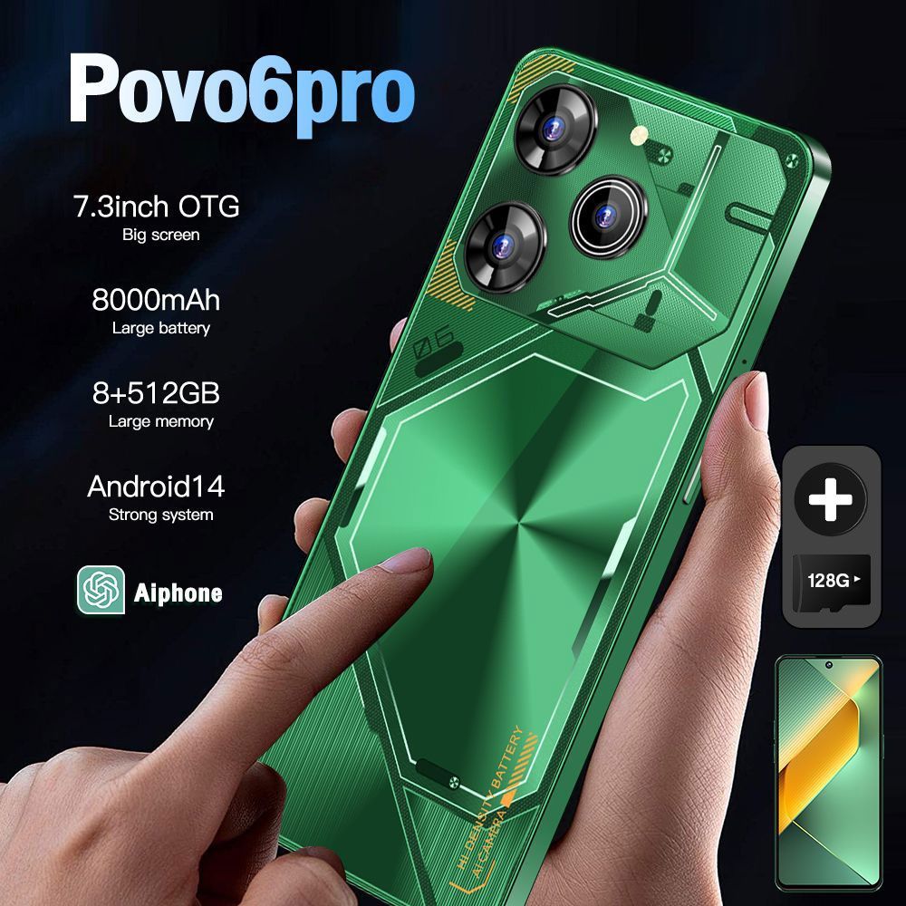 LINKCOСмартфонPOVA6Pro5GРостест(EAC)8/256ГБ,темно-зеленый