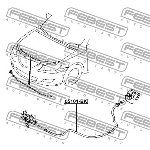 Трос капота MAZDA 3 BK 2003-2011 GEN трос привода открывания замка капота 05101-BK FEBEST FEBEST 05101-BK