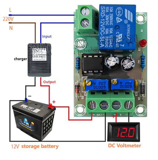 XH-M601 Контроллер заряда 12V аккумуляторной батареи