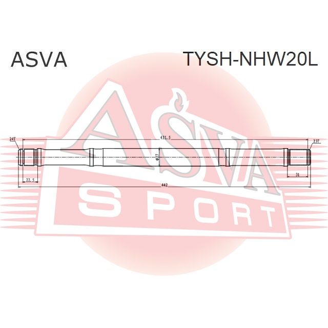 ПОЛУОСЬ ЛЕВАЯ 24x442x23 ASVA TYSHNHW20L