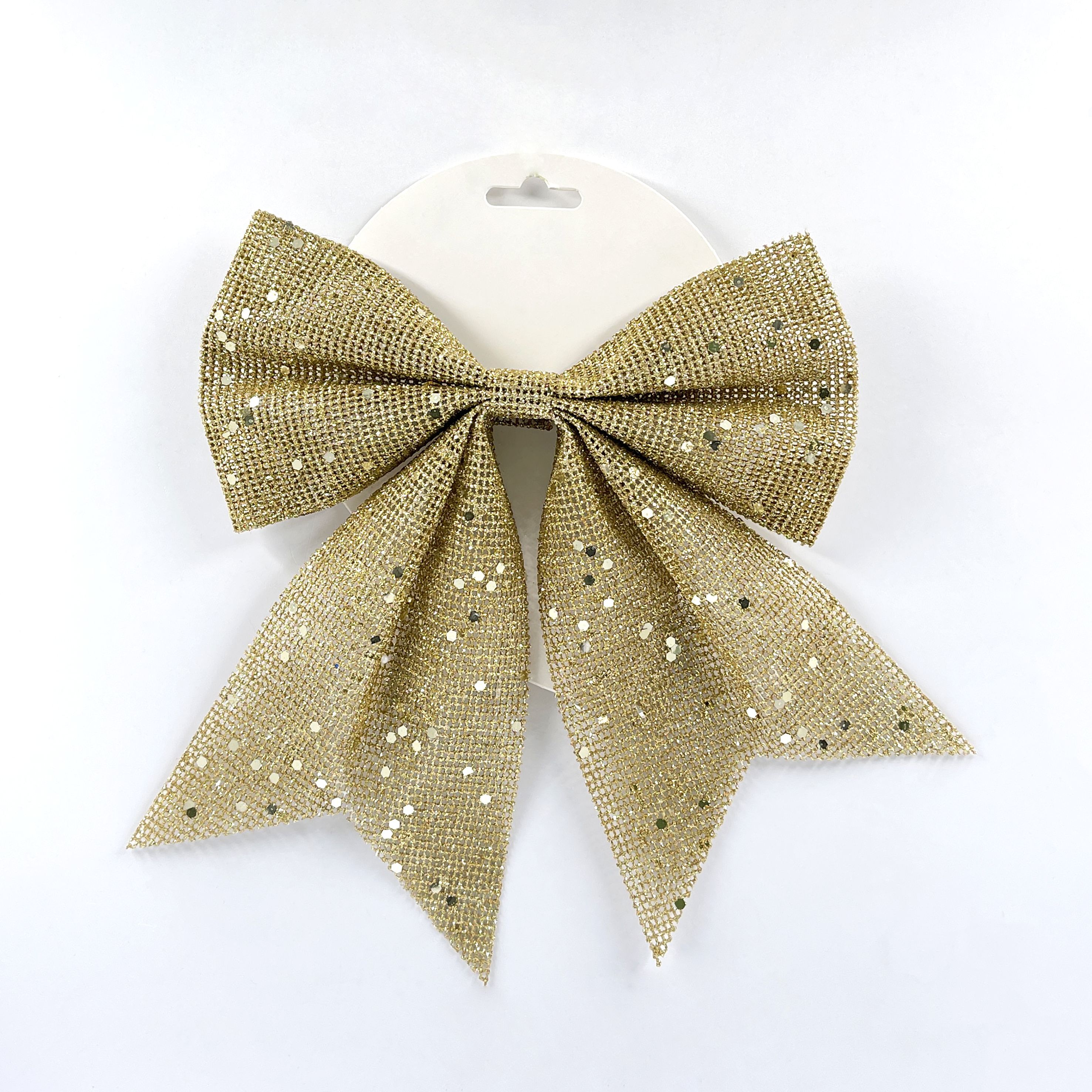 Бант золото с пайетками 20*24 см полиэстер