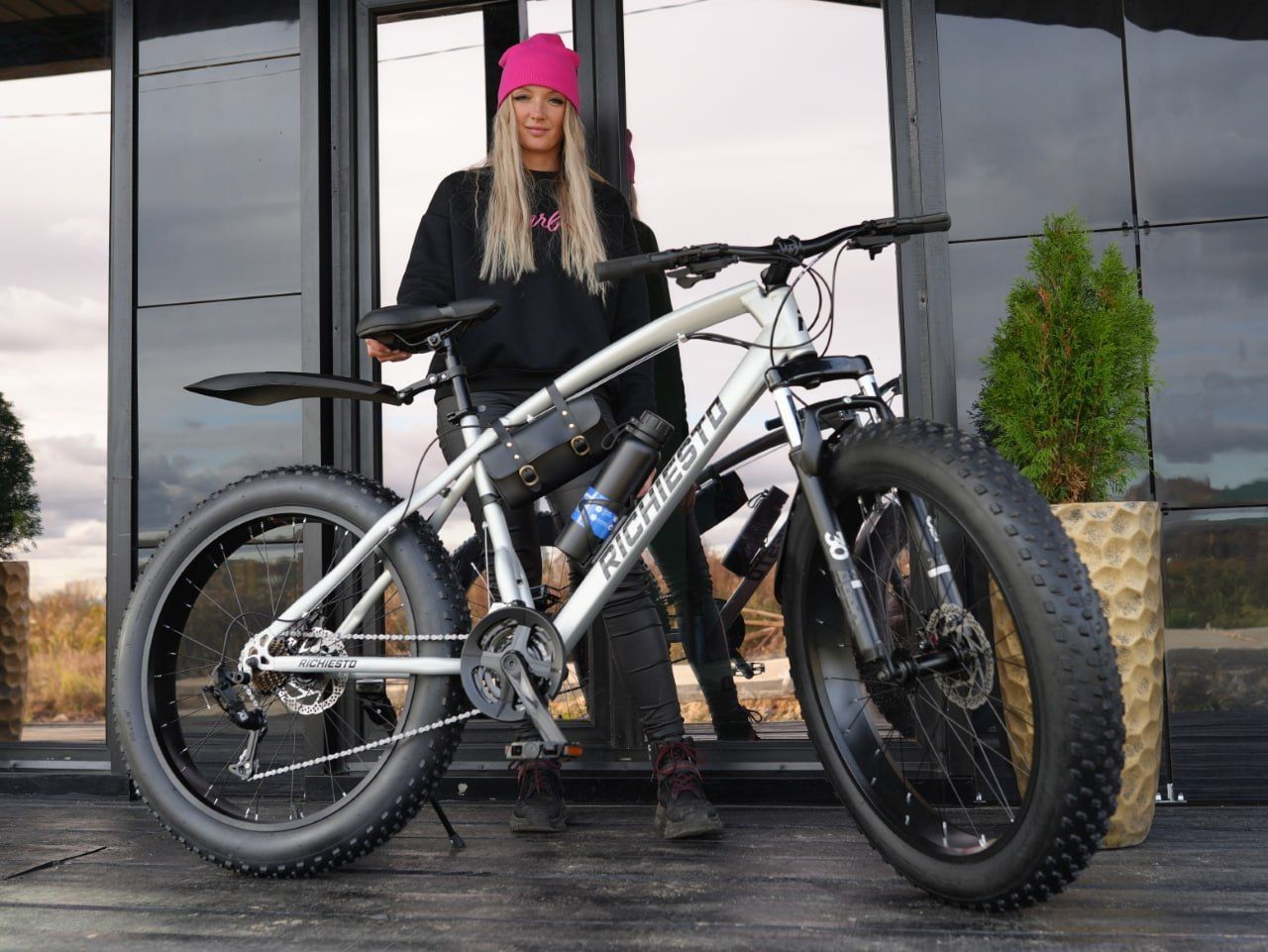 Велосипед горный Fatbike Richiesto, рама 21", 26" колёса, серебристый